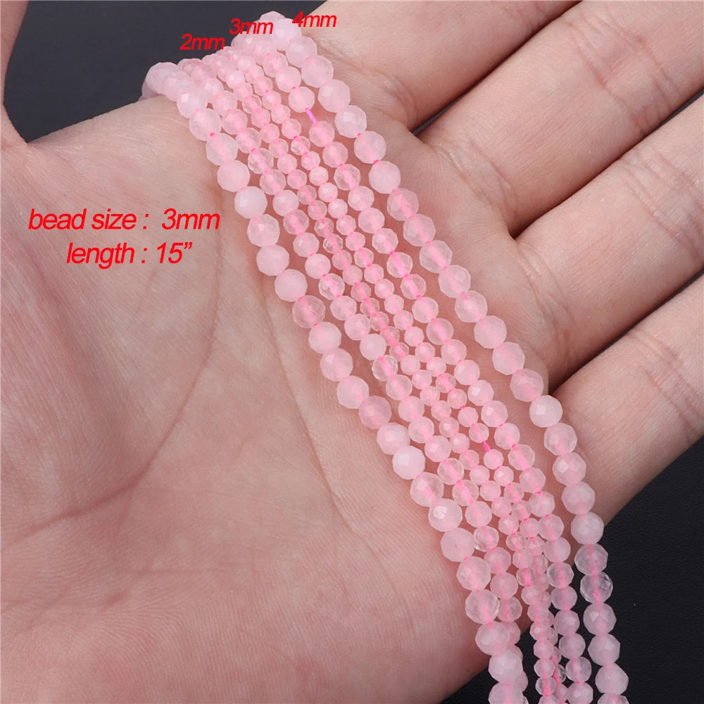45 Style Natural Rose Quartz Bead Round Tube Crystal Loose Beads For Jewelry Making Handmade Diy Bracelet Necklace Accessories