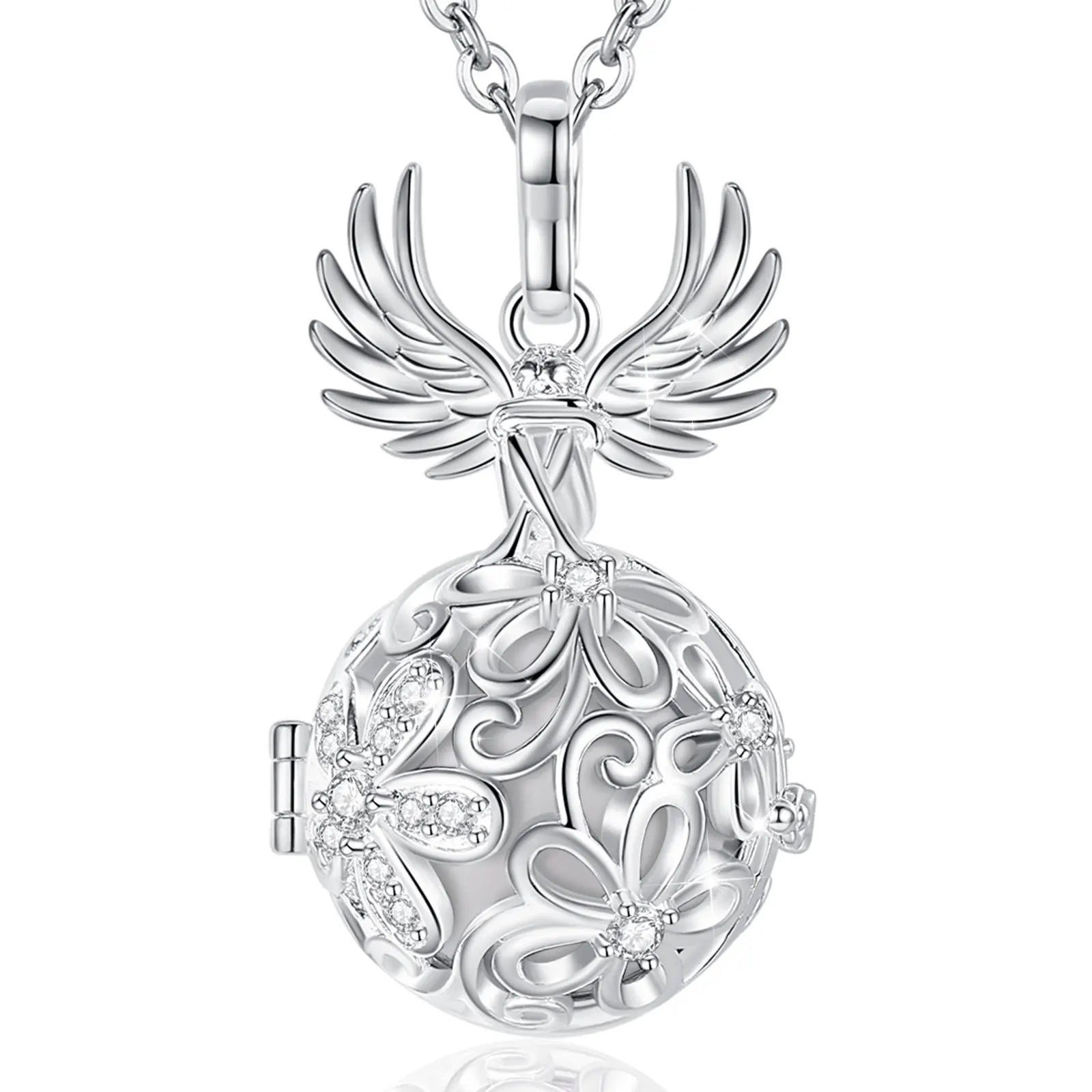 Eudora Collier Bola de Grossesse Necklace 18MM Ball Flower Angel Caller Musical Bell Pendant DIY Jewelry Gift for Pregnant Women