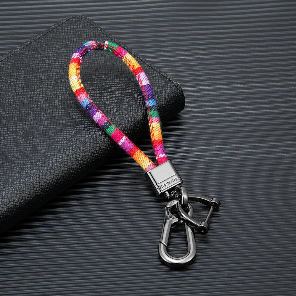 MKENDN Metal Key Chain With Keyring Handmade Boho Surfer Waterproof Rope Car Key Holder Colored Friendship Gift For Best Friend