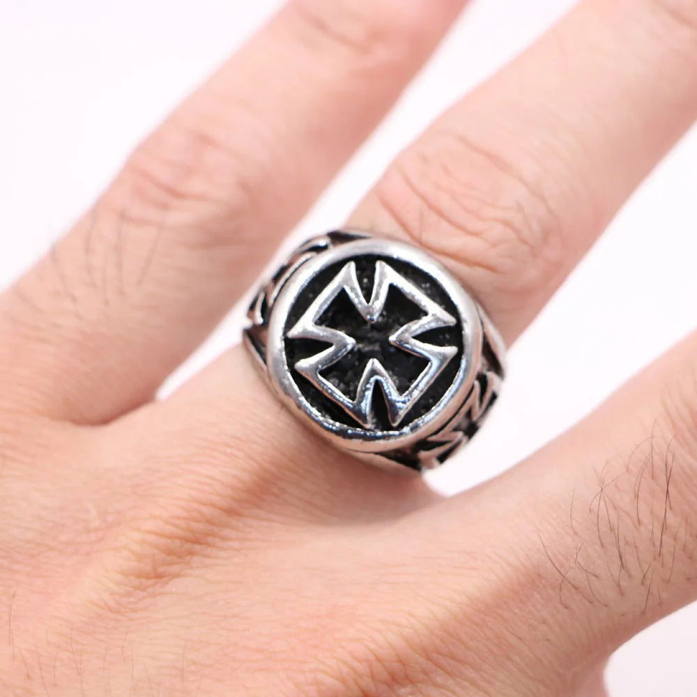 Retro Croix de Guerre Ring For Men Cross Accessories Silver Color Punk Gothic Adjustable Open Ring Unisex Alloy Jewelry Man Gift - Madeinsea©