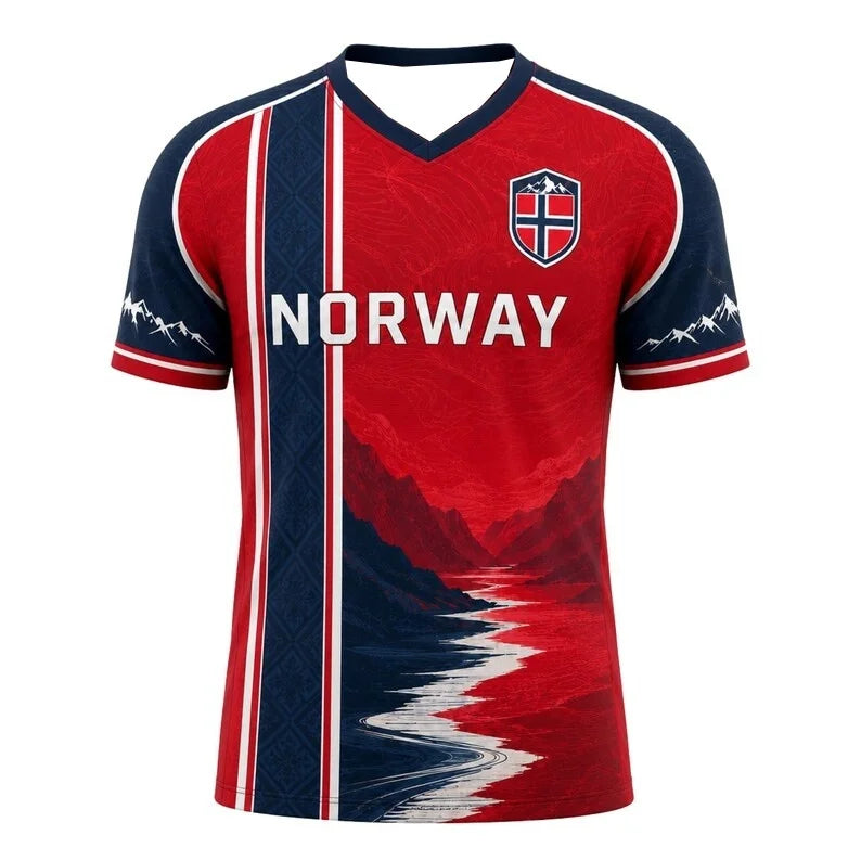 2026 Fast Drying Norway Flag Themed Football Jerseys and Cultural Shirts for Fans, Sports and Leisure Training for Men