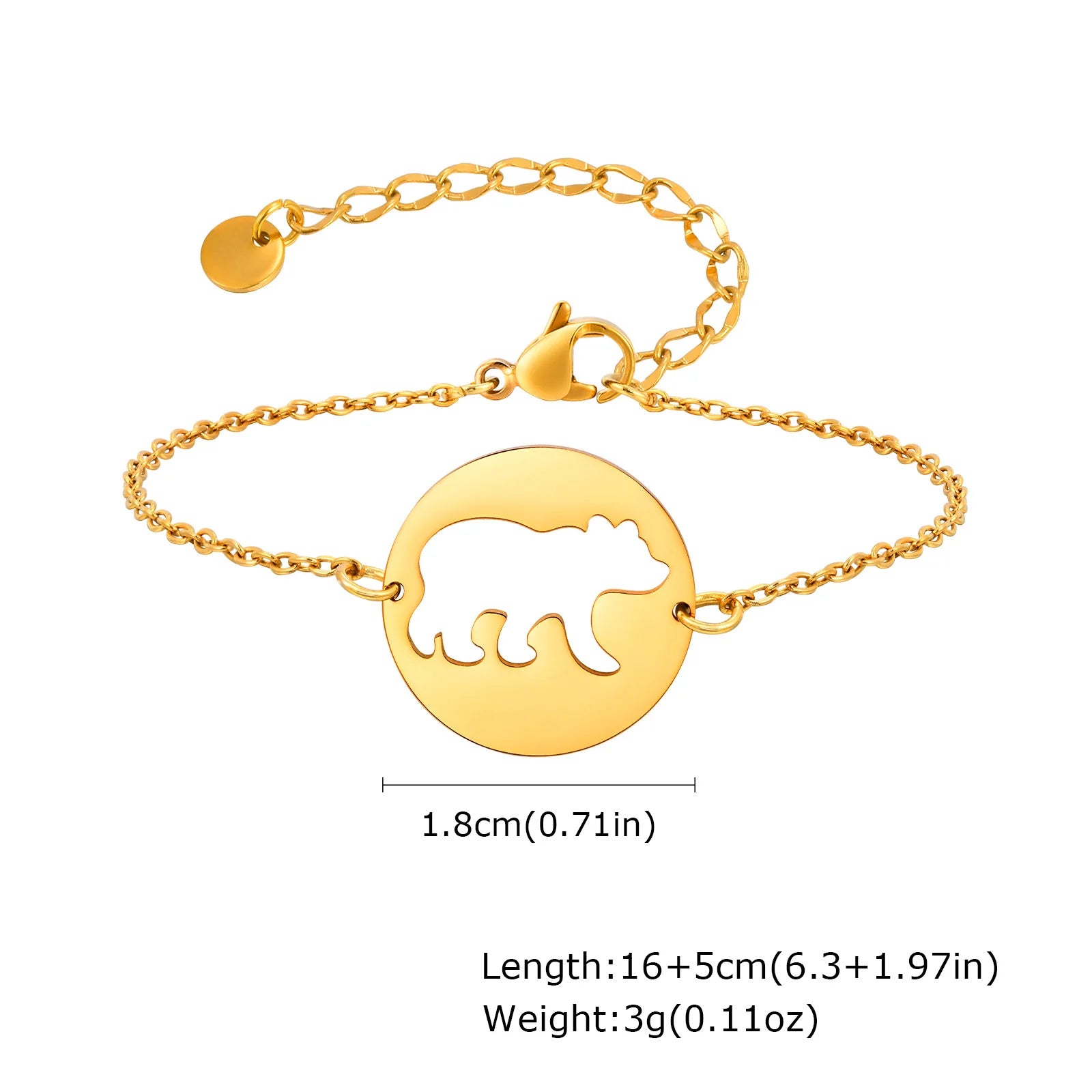 Vnox Stainless Steel Hollow Bear Bracelet For Mother And Daughter Gold Color Round Accessories Hand Jewelry Chain Bracelets