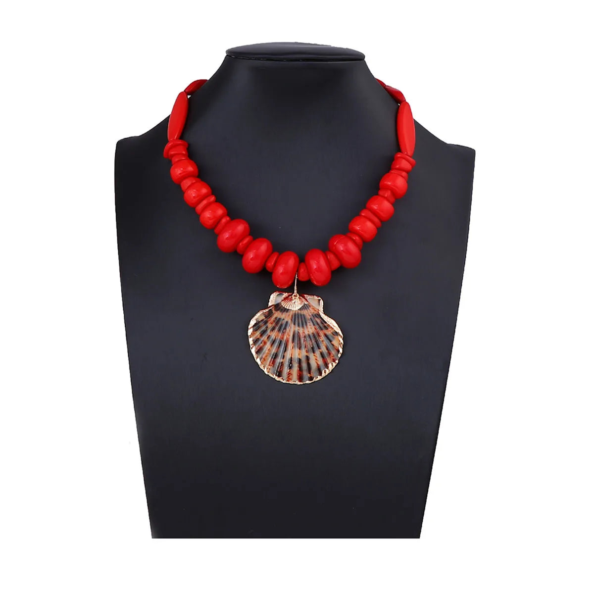 Collier pendentif coquillage imprimé léopard en alliage de perles style loisirs océaniques