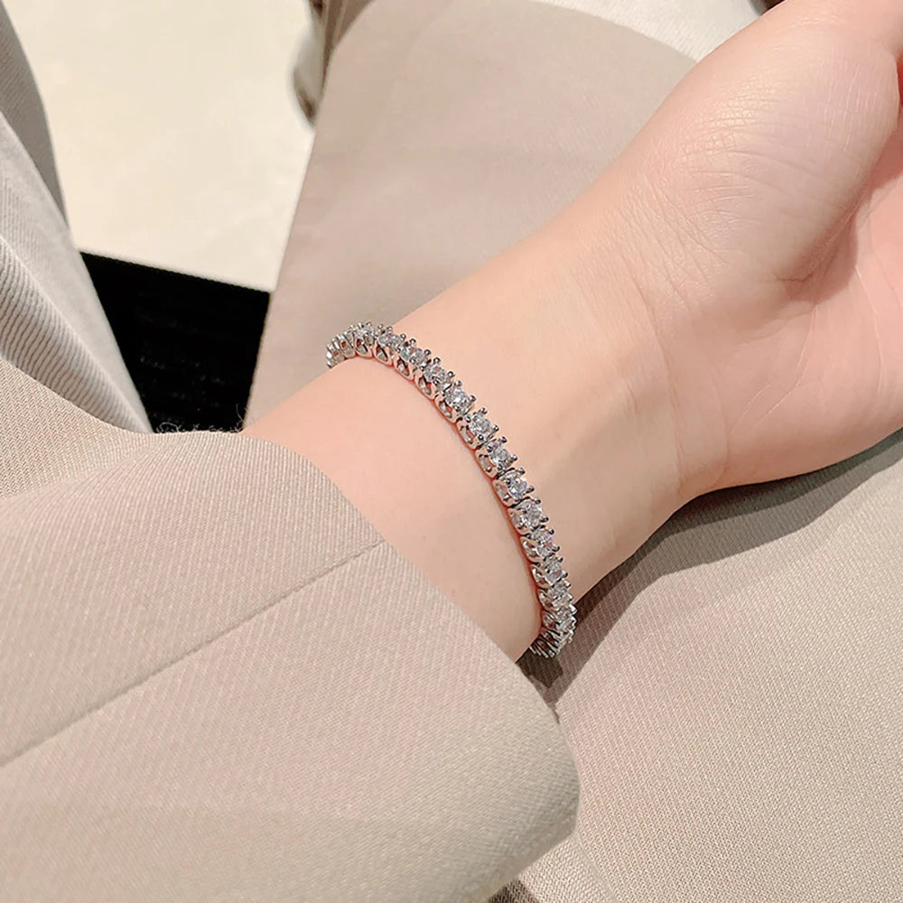 Serenity 3.5mm D Color Moissanite Tennis Bracelet for Women Men Gift S925 Sterling Silver Bracelet Plated 18K Hand Chain Jewelry - Madeinsea©