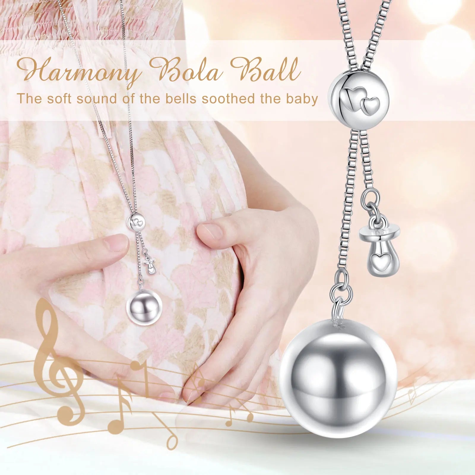 Eudora Harmony Ball Baby Nipple Pendant Pregnancy Bola Baby Chime Ball Angel Caller Necklace DIY Maternity Jewelry Women Gift