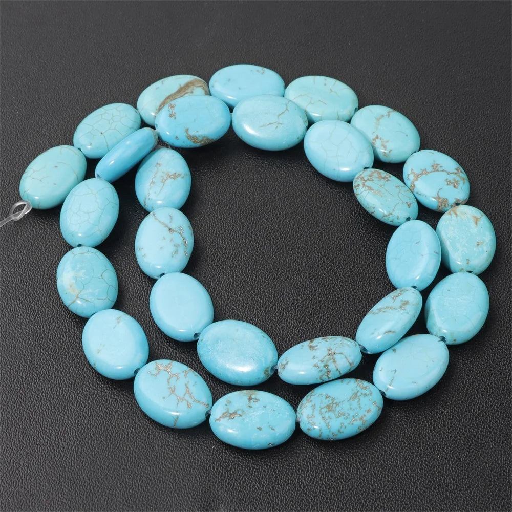 10x15mm Natural Stone Bead Flat Oval Shape Amazonite Rose Quartzs Amethysts Beads For Jewelry Making Necklace Bracelet Handmade