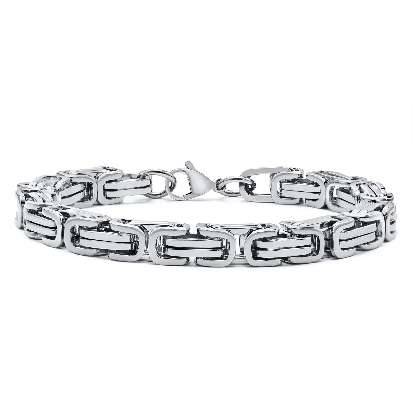 Vnox Stylish Byzantine Chain Bracelet for Men Women Boys, Waterproof Stainless Steel Link Wristband, 4/5/6/6.5/8mm Wide - Madeinsea©