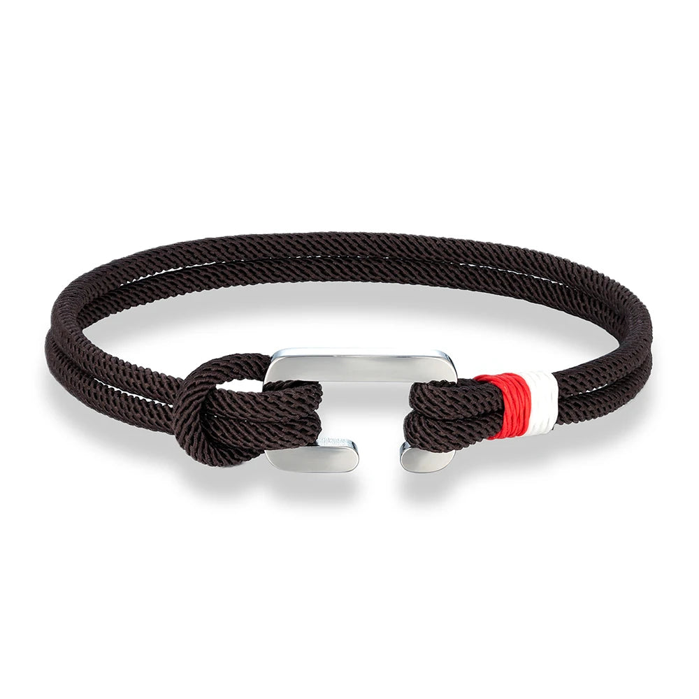 MKENDN Simple Style Braided Nylon Rope Bracelet Stainless Steel Mini C Clasp Survival Bracelet for Men Women Couple Boho Gifts