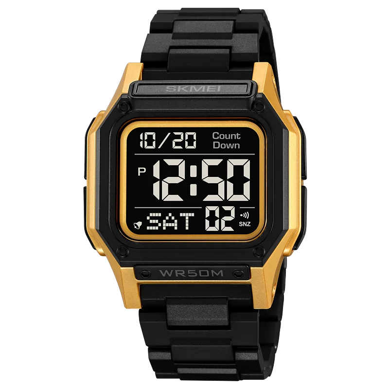 SKMEI Waterproof Sport Watch for Man Countdown Stopwatch Digital Wristwatch 2Time Fashion Mens Clock