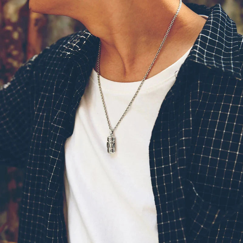 925 Silver Six Character True Word Pendant Can Open The Gawu Box Necklace for Men and Women Chinese Style Jewelry Rotatable