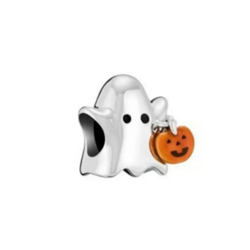 Miniso Gruseliges Skelett-Geister-Serie 925 Sterling Silber Charm Halloween Hut Perle Passend für Damen Original Schmuck Geschenk