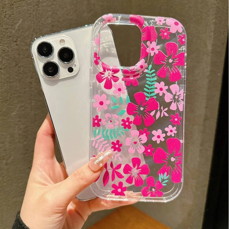 Case for Xiaomi 13T Pro Mi 14 13 12 11 Lite 5G NE Poco F5 X3 X6 Pro 5G Flower Summer Pink Clear Airbag Shockproof Phone Cover
