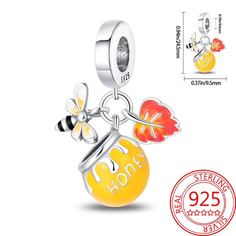 925 Sterling Silver Charm Green Monstera Leaves Charm Fit Bracelet Original Charm Bead for Women Jewelry DIY Making Fine Gift