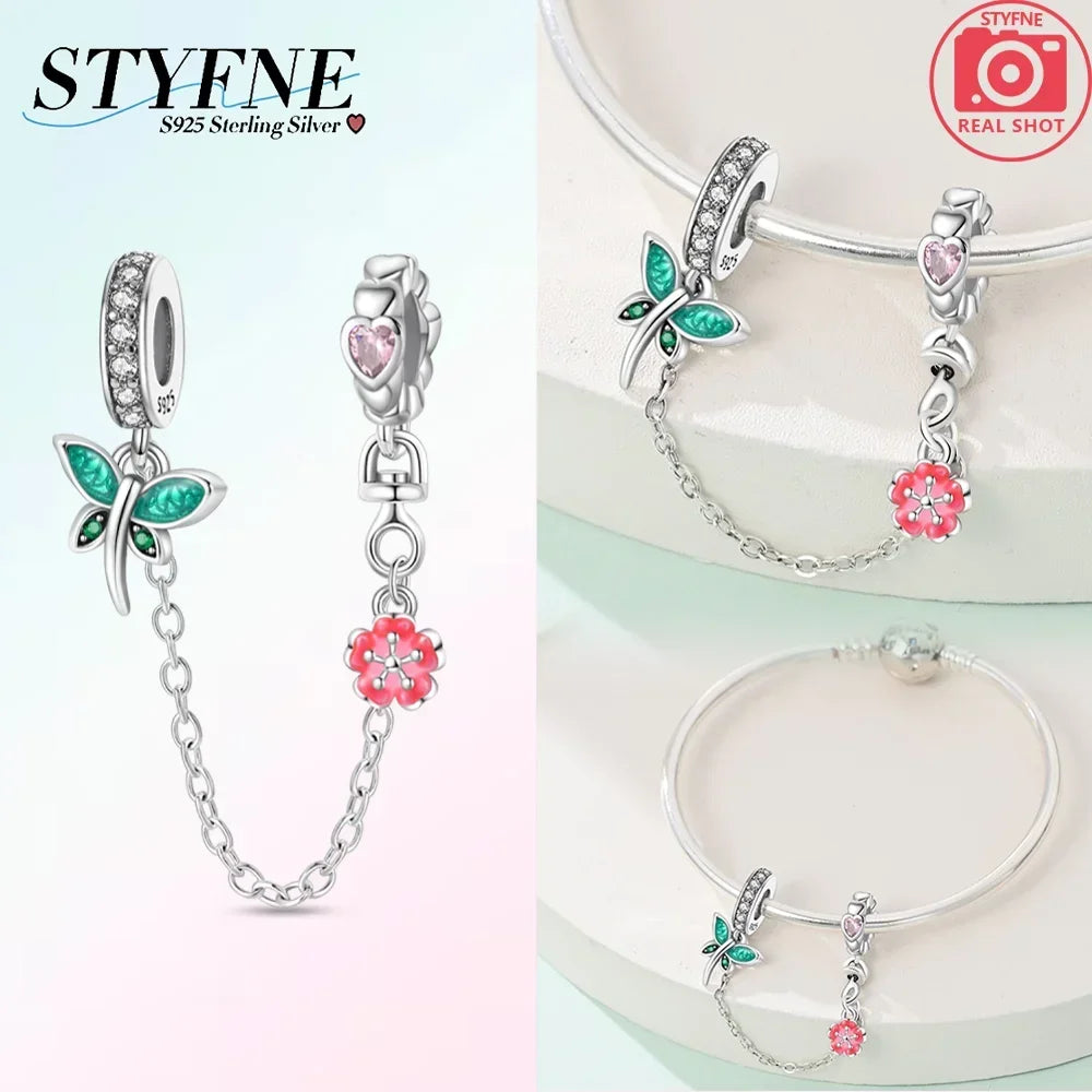 Original 100% 925 Sterling Silver Clasp Clip Bead Star Moon Safety Chain Fit 925 Original Bracelet DIY Jewelry Making Women Gift