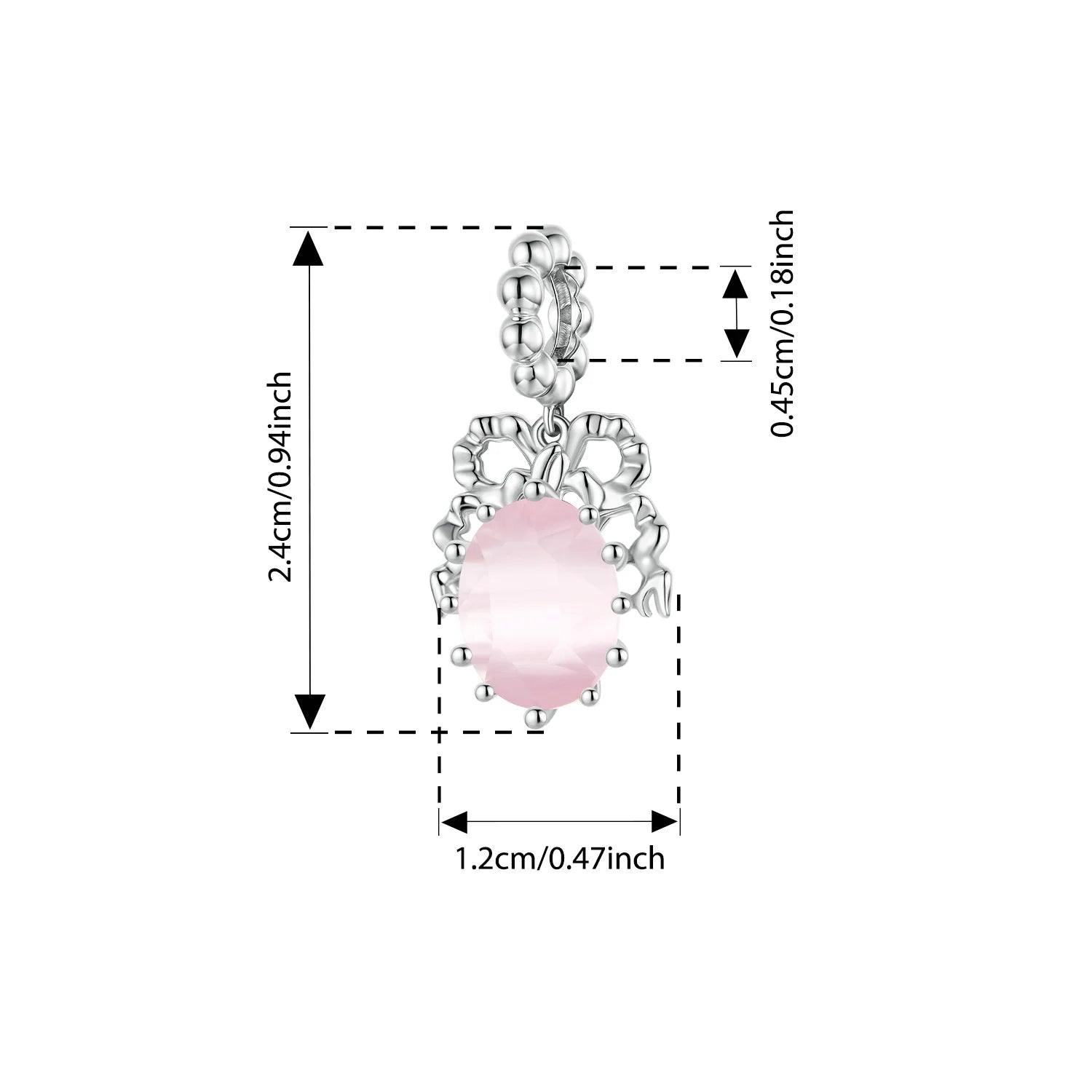 WOSTU 925 Sterling Silver Pink Cherry Pendant Bow White Gold Charm Original Sweet Fit for Women DIY Birthday Daily Fine Jewelry