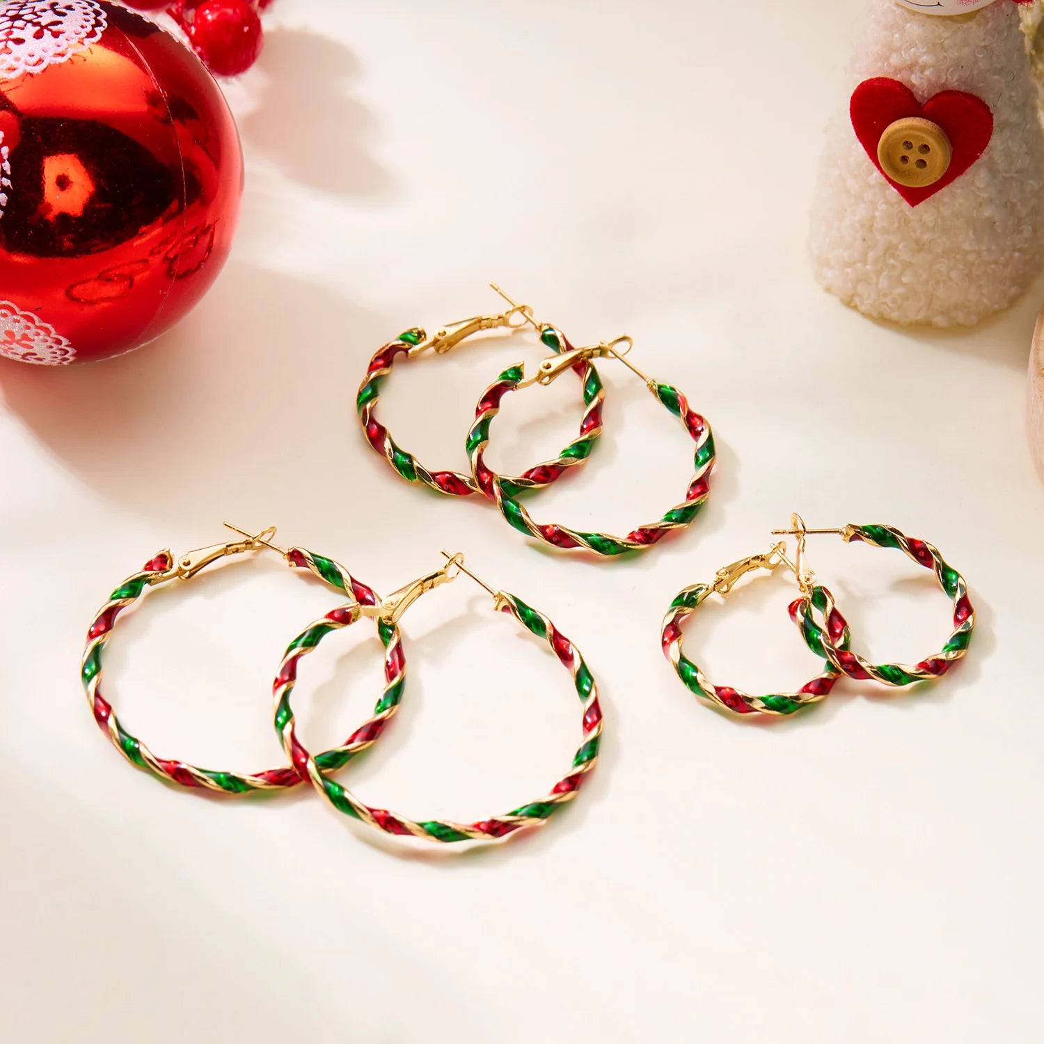 Christmas Big Round Circle Hoop Earrings For Women Colorful Twist Punk Exaggerate Earring Party Festival New Year Jewelry Gifts