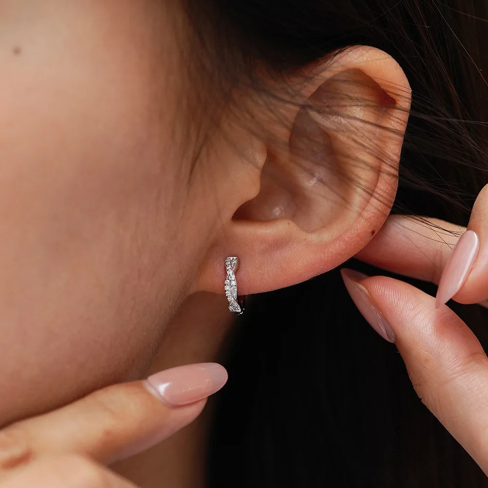 European-American Trendy Vintage Ear Clips PT950 Platinum Women's! 0.5CT Moissanite Elegant Hoops, High-End Eye-Catching & Chic - Madeinsea©