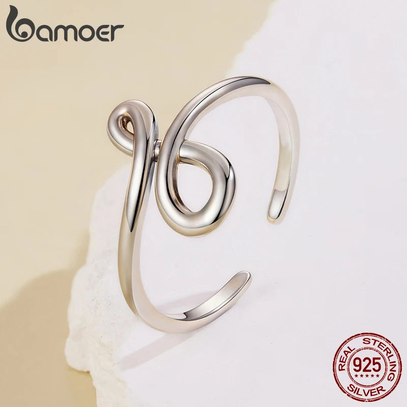 BAMOER 925 Sterling Silber Unendlicher, eleganter offener Ring, Verdrehter Liebesring für Frauen und Mädchen, minimalistisches Schmuckgeschenk zum Geburtstag oder Date