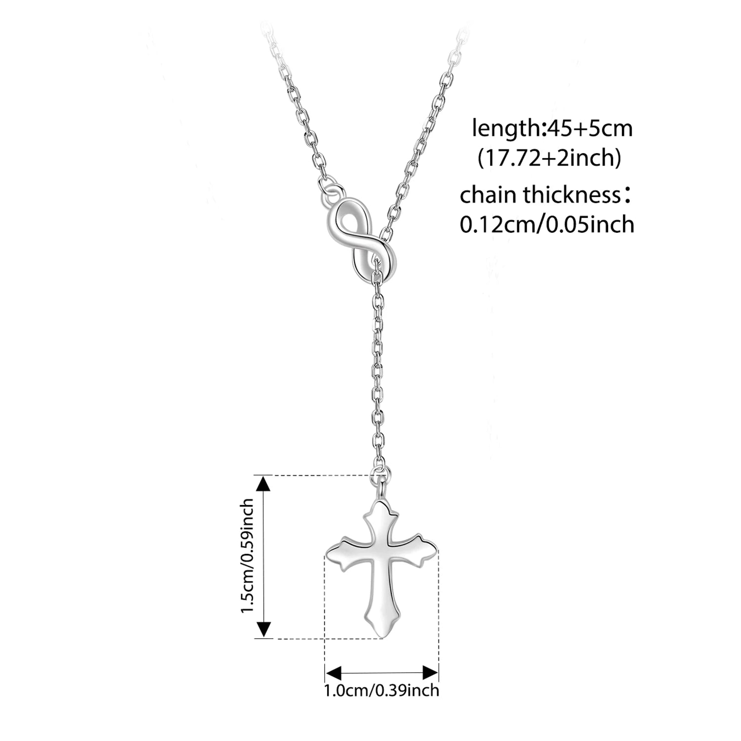 WOSTU 925 Sterling Silver Eternal Faith Cross Y Chain For Women Making DIY Fine Jewelry Wholesale VIP Customized Link