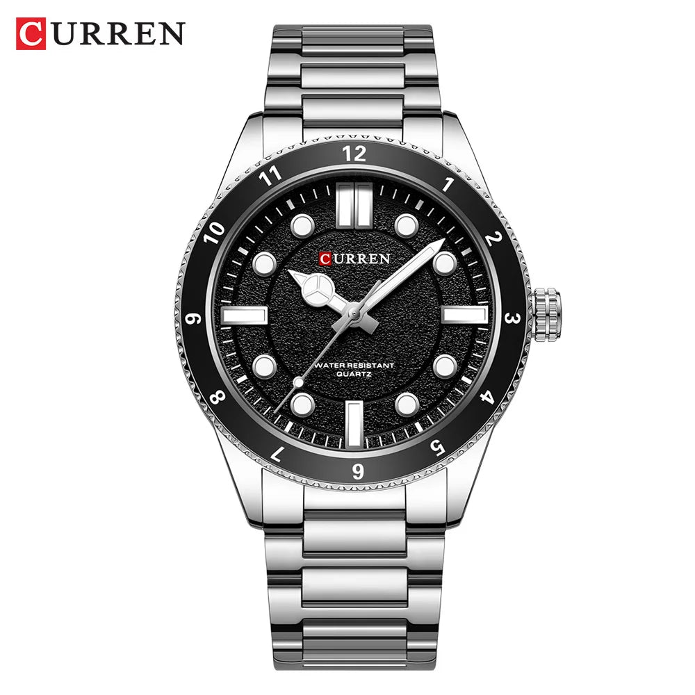 CURREN Casual Simple Quartz Watch with Stainless Steel Band Fashion Men's Clock Waterproof Luminous Wristwatches