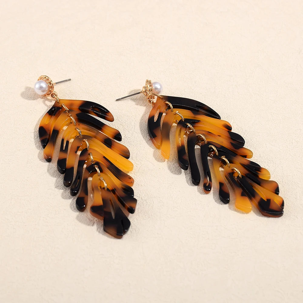 Statement Acrylic Long Earrings Fashion Trend Leaf-Shaped Drop Earring Fine Jewelry Accessories For Women Wholesale