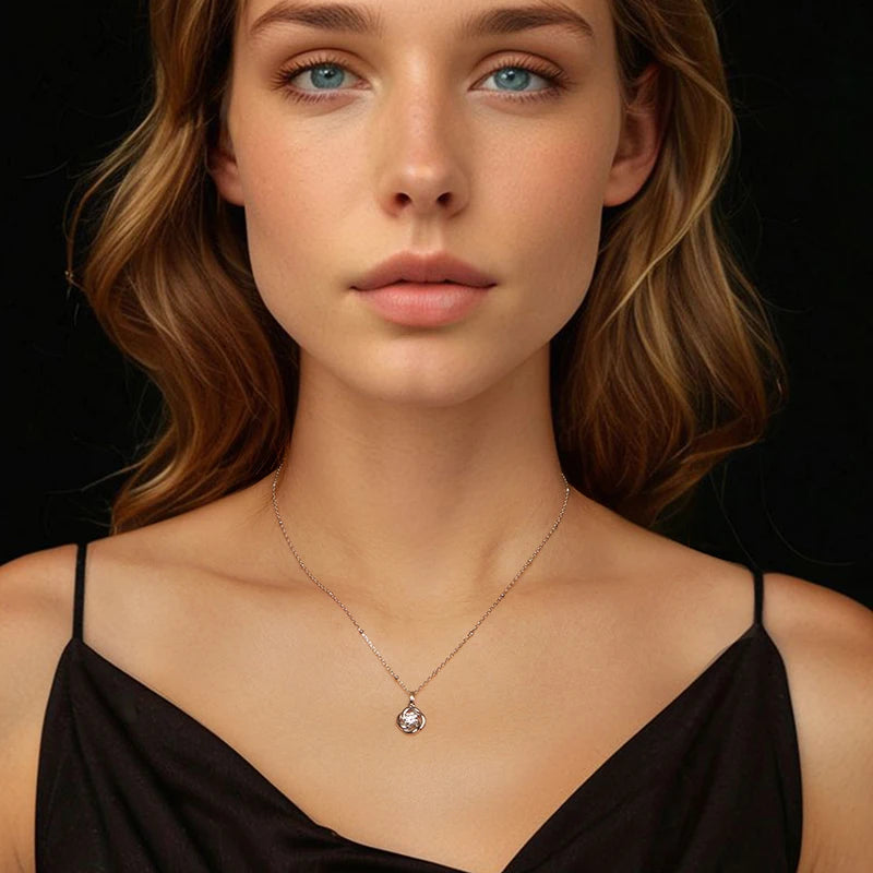 WOSTU Moissanite 4 leaf Clover Stud Earrings Lab Diamond 925 Sterling Silver Lucky Pendant Lady Wedding Set Valentine's Day Gift