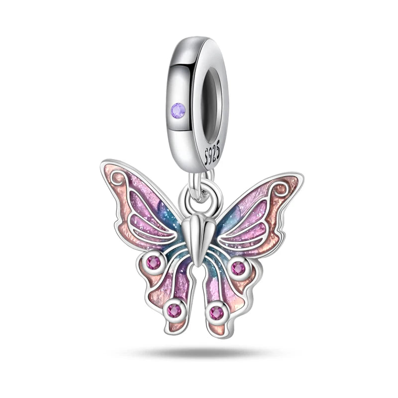 925 Silver Plated Magic Mirror Perfume Princess Angel Trunk Pink Charms Beads Fit Pandach 925 Original Bracelet Fine DIY Jewelry