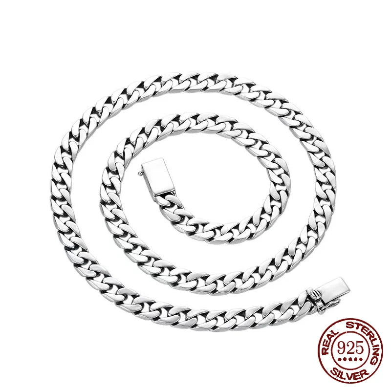 100% S925 Sterling Silver Necklace 7MM 8MM 10MM Punk 925 Silver Chains Original Certified Jewelry Gifts - Madeinsea©