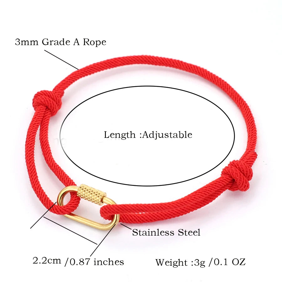 Noter New Handmade Rope Bracelet Men Gold Color Stainless Steel Mountaineering Buckle Cool Riding Accessories Hombre Pulseria