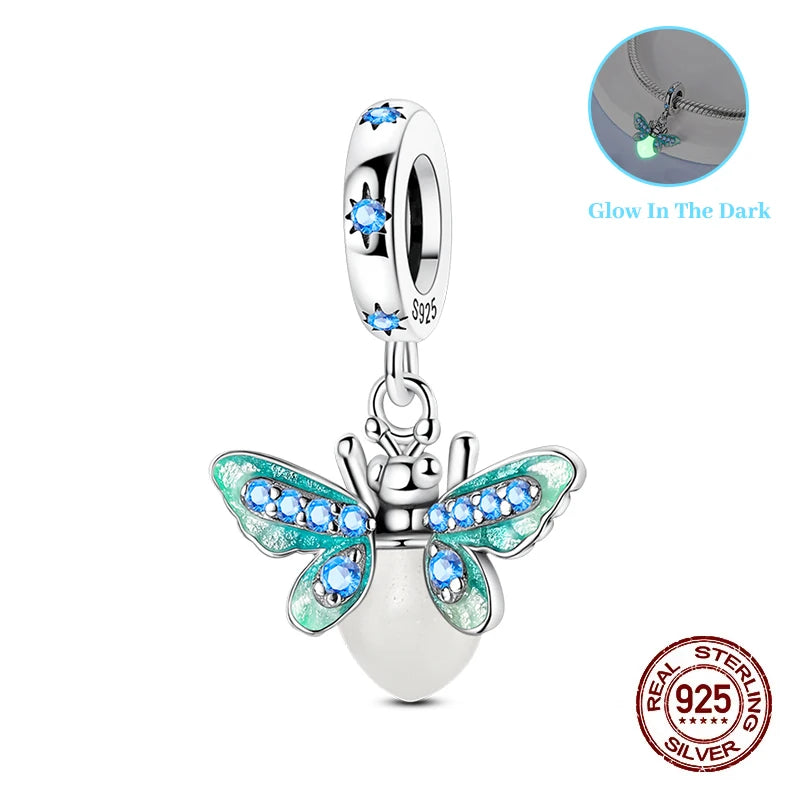 Classic 925 Sterling Silver Beads Luminous Firefly Star Chameleon Charms Pendants Fit Original Bracelet DIY Jewelry For Woman
