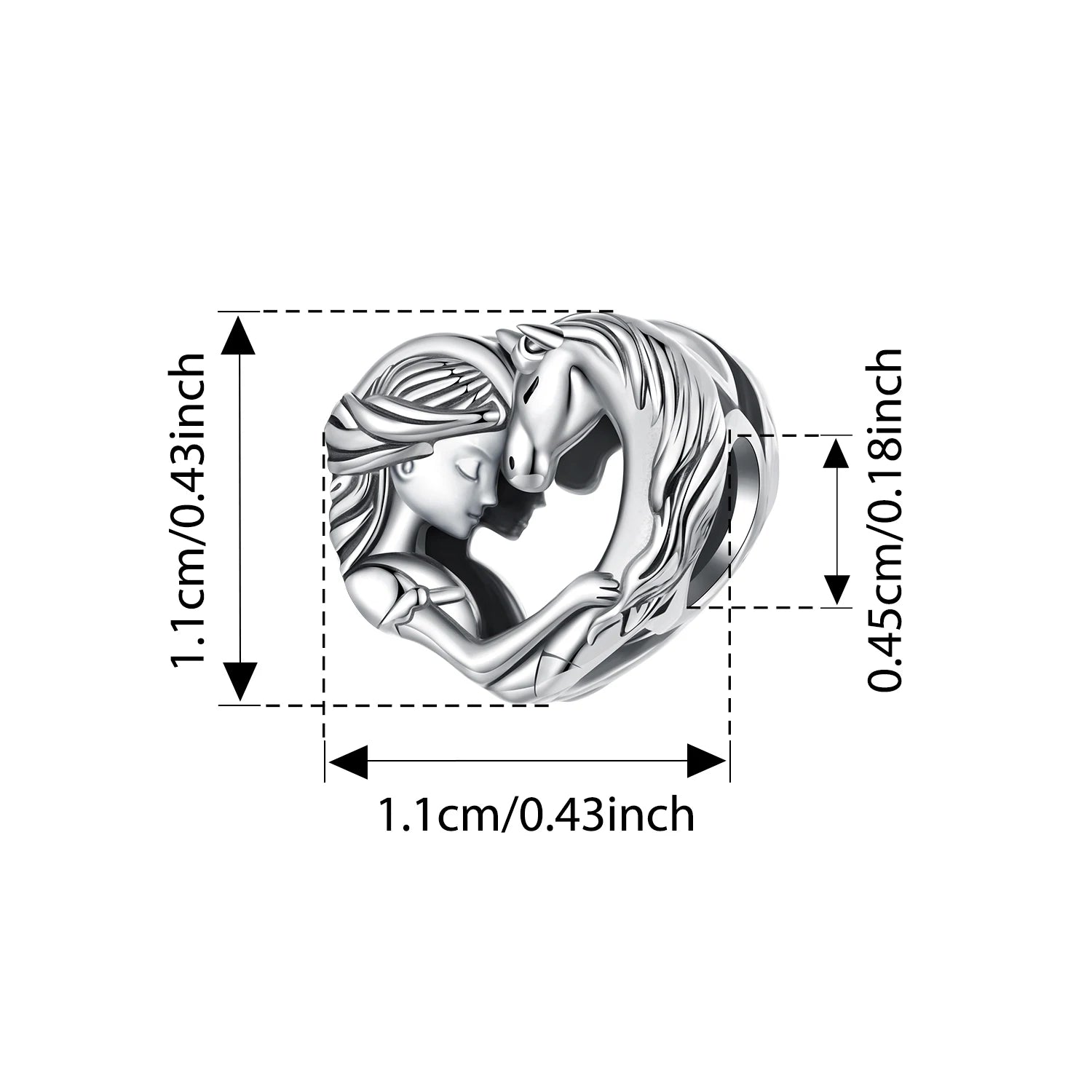 BISAER 925 Sterling Silver Horse Lover Girl Charm Double-Horse Celtic Knot Bead for Women DIY Bracelet & Neckalce Fine Jewelry