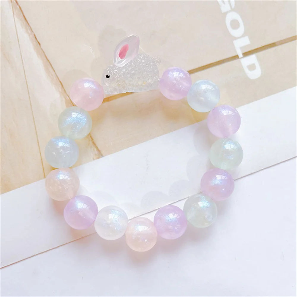 Cute Resin Luminous Rabbit Bead Bracelet Fashionable Women's and Girls' Acrylic Bracelet Accessories Wholesale