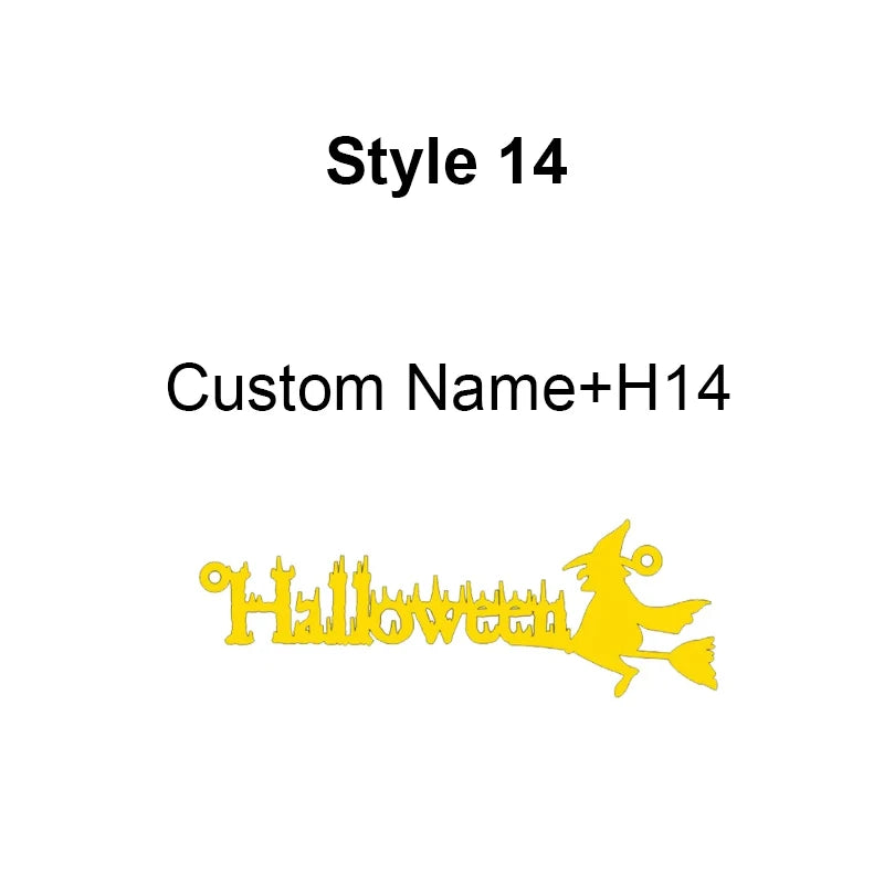 Collier personnalisé avec nom d'Halloween Nextvance en acier inoxydable, pendentif personnalisé avec araignée, chauve-souris, citrouille, balai, festival, bijoux cadeaux