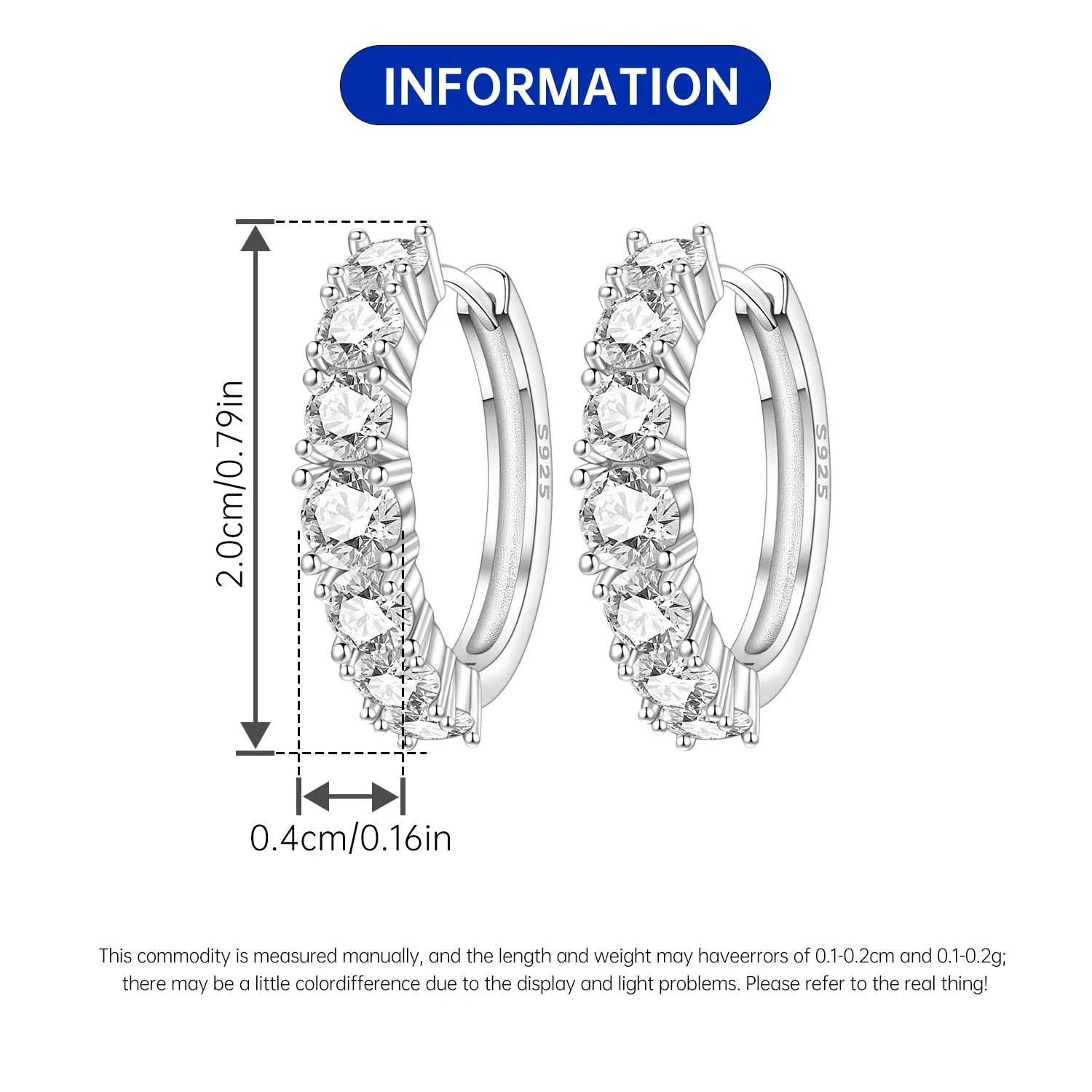 PANPOKI 925 Sterling Silver Sparkling Zircon Earrings Silver Hoop Earrings For Women Jewelry Original Party Trendy Gifts