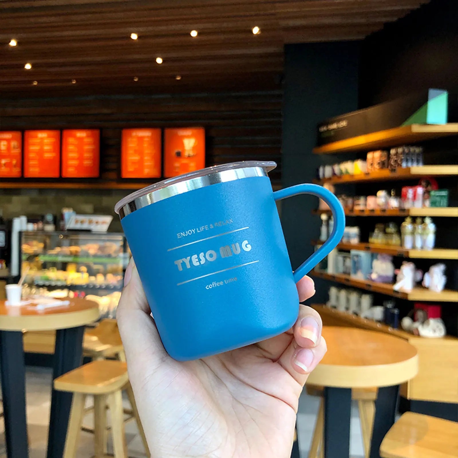 Tyeso Water Bottle 260/300ml Coffee Mug Stainless Steel Coffee Cup Travel Mug with Lid Insulated For Office Home Coffee Tea tool