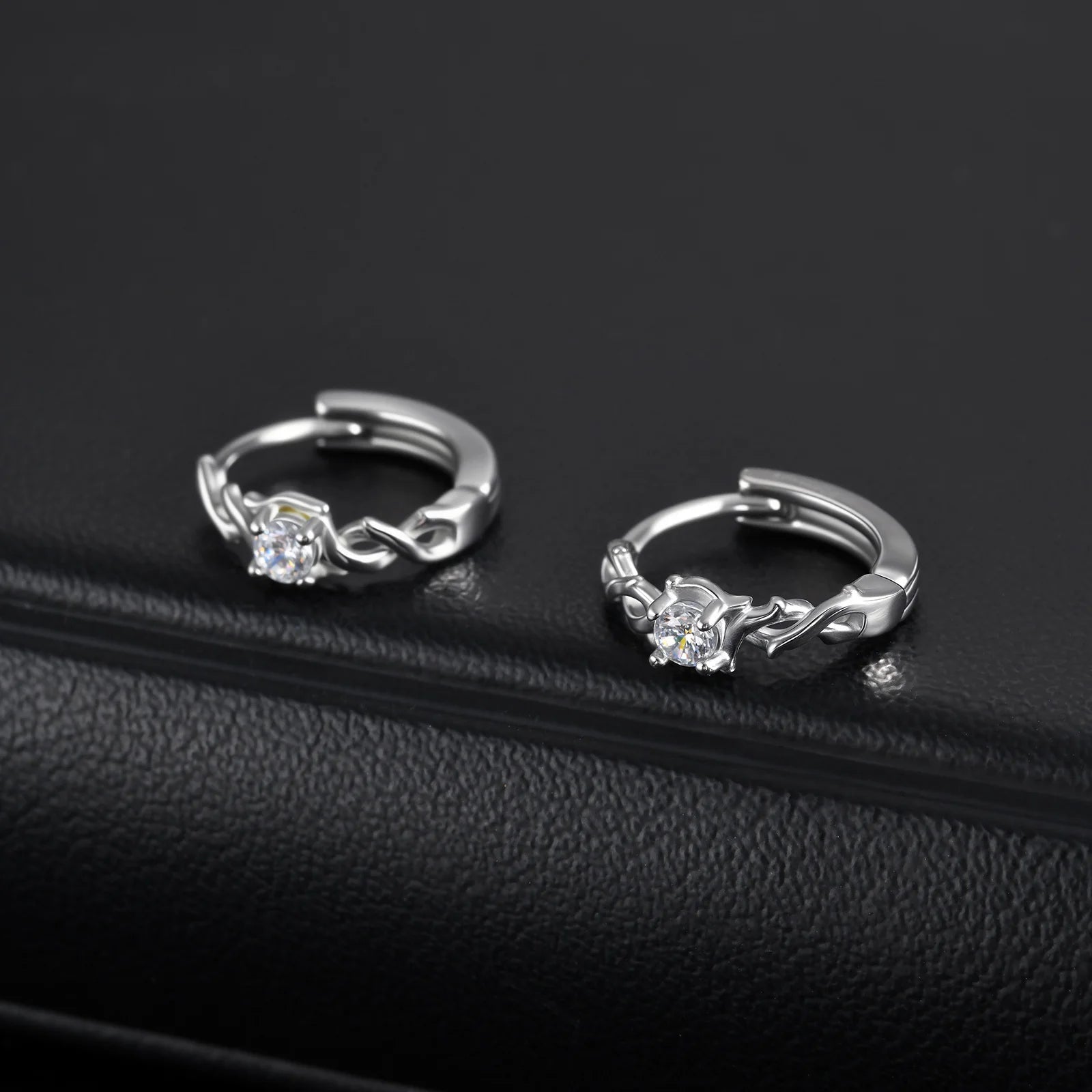 Vnox Thorn Shaped Hoop Earrings with Cubic Zirconia Stone,Men Women Stainless Steel Huggies Earrings,Small Luxury Ear Jewelry
