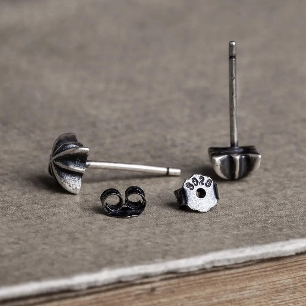 MKENDN Punk Retro Real 925 Sterling Silver Earrings Three-dimensional Carving Cross Stud Earrings Personality Jewelry