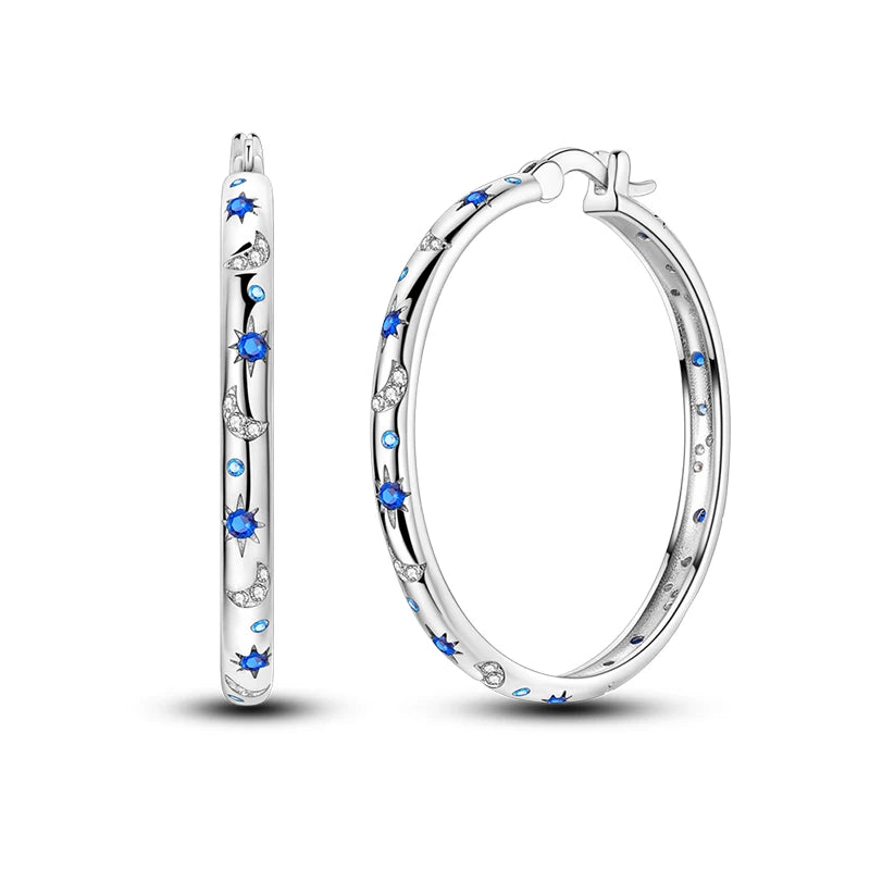 Classic Earrings 925 Silver Star Moon Zircon Pearl Geometry Earrings For Women Wedding Engagement Fine Jewelry Birthday Gift