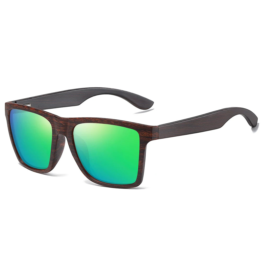 XSW Wood Sunglasses Men Women Polarized Rivet Square Brand Designer Real Wood Temple Sunglasses Vintage Glasses 5515H - Madeinsea©