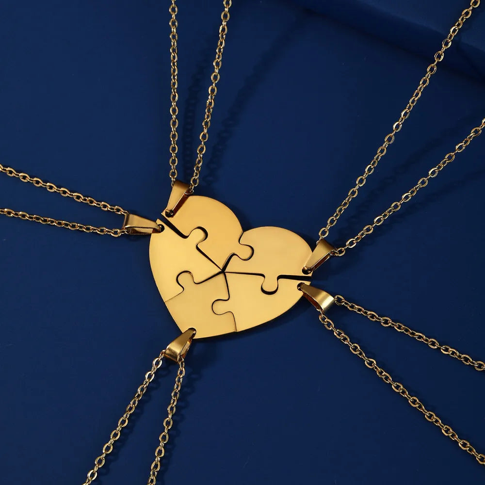 Stainless Steel Heart Pendant Necklace for Best Friend Multiple Heart Puzzle Necklaces Jewelry Gift for Family 2022 New