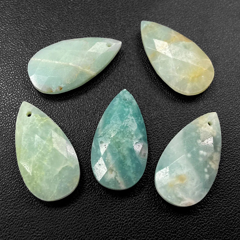 2PCS Natural Water Drop Stone Pendant 13X25mm Faceted Howlite Tiger Eye Amazonite Charms For Jewelry Making Necklace Earring DIY