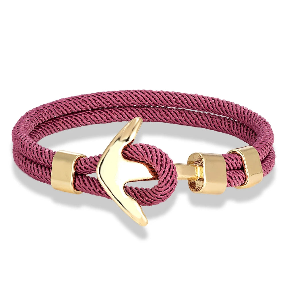 MKENDN Waterproof Anchor Bracelets Men Double Strand Nautical Survival Rope Bracelet For Women Gold Color Navy Sport Buckle