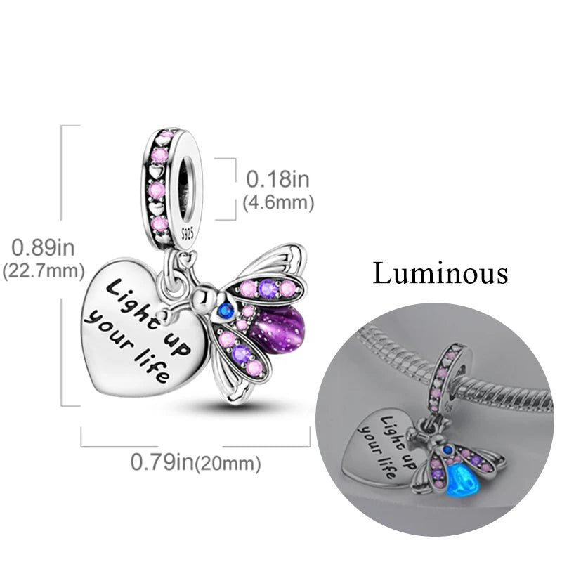 2024 neue 925 Sterling Silber Charms Glühwürmchen Sterne Glühende Leuchtende Charme Perlen für Original Anhänger Armbänder DIY Schmuck Geschenk