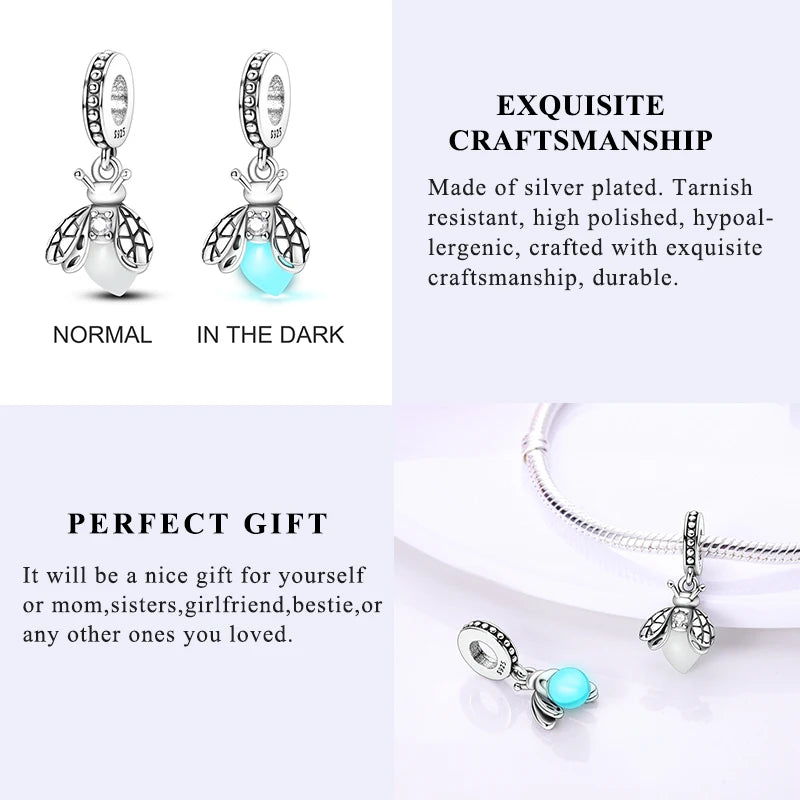 2024 neue 925 Sterling Silber Charms Glühwürmchen Sterne Glühende Leuchtende Charme Perlen für Original Anhänger Armbänder DIY Schmuck Geschenk