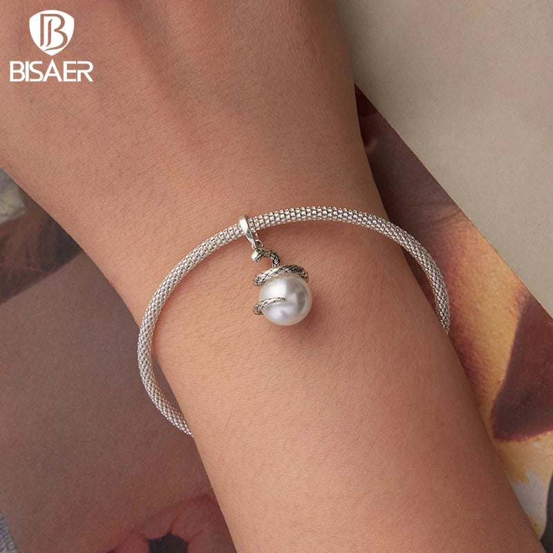 BISAER 925 Sterling Silver Yorkshire Terrier Locket Charm Pomeranian Elephant Hamster Pendant for Women DIY Bracelet Jewelry