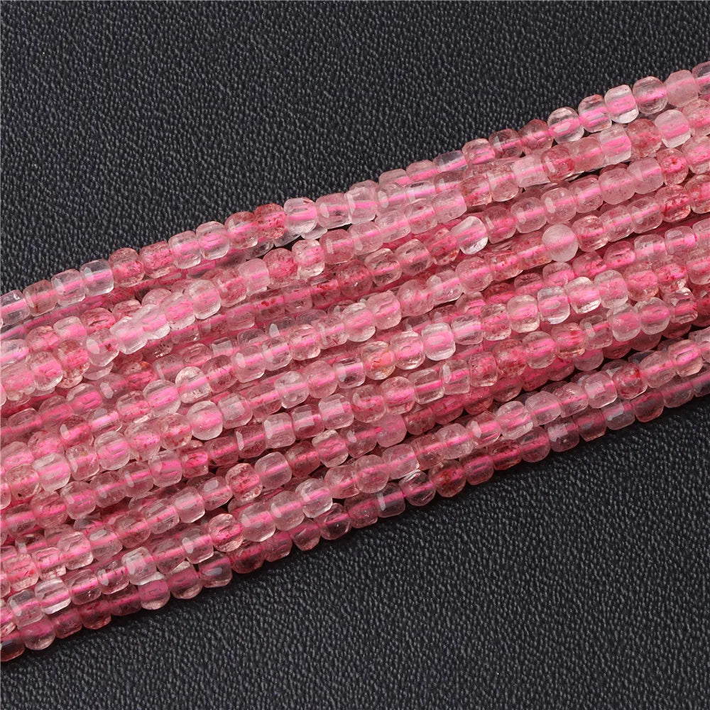 Hot Natural Faceted Stone Bead 2-3mm Small Square Quartz Garnet Glass Cube Loose Beads For Jewelry Making Needlework Accessories