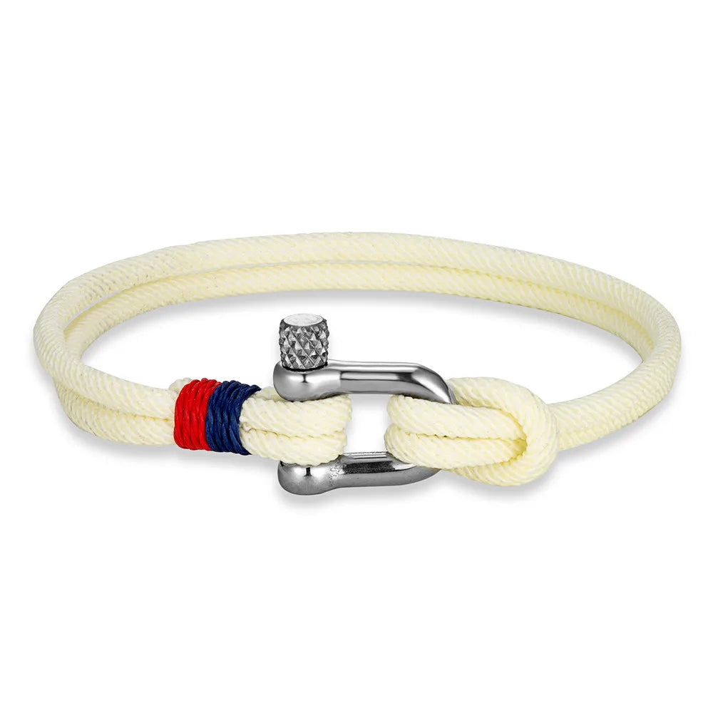 MKENDN Minimalist Lucky Rope Bracelet Stainless Steel Mini U-Shape Shackle Buckle Bracelets for Men Women Couple Gift