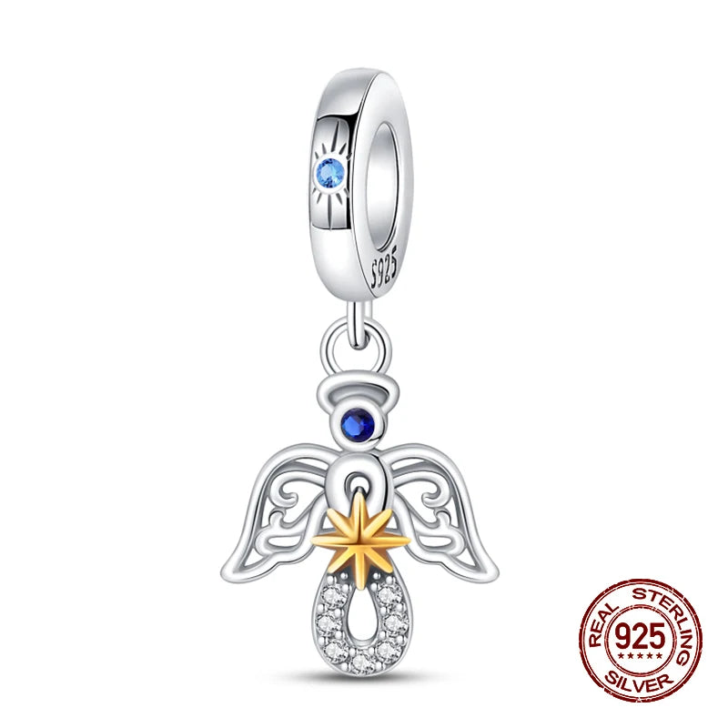 Classic 100% 925 Sterling Silver Daemon Angel Cross Evil Eye Charms Beads Fit 3mm 925 Original Bracelets DIY Party Jewelry