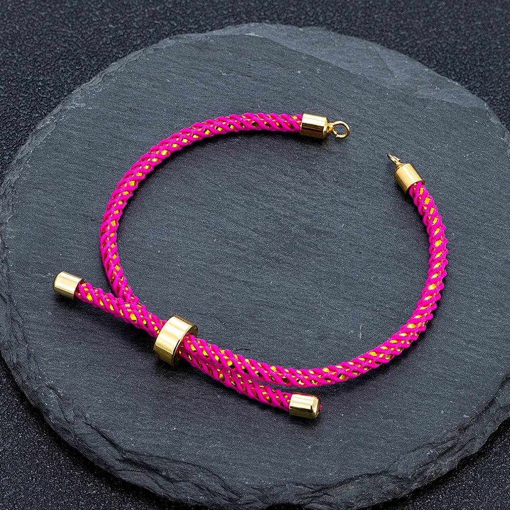 MKENDN Adjustable Rope Cord Sliding Bracelet with Slider Silk Cord Bracelet  Braided Rope Bracelet 3mm String Bracelet for Bead