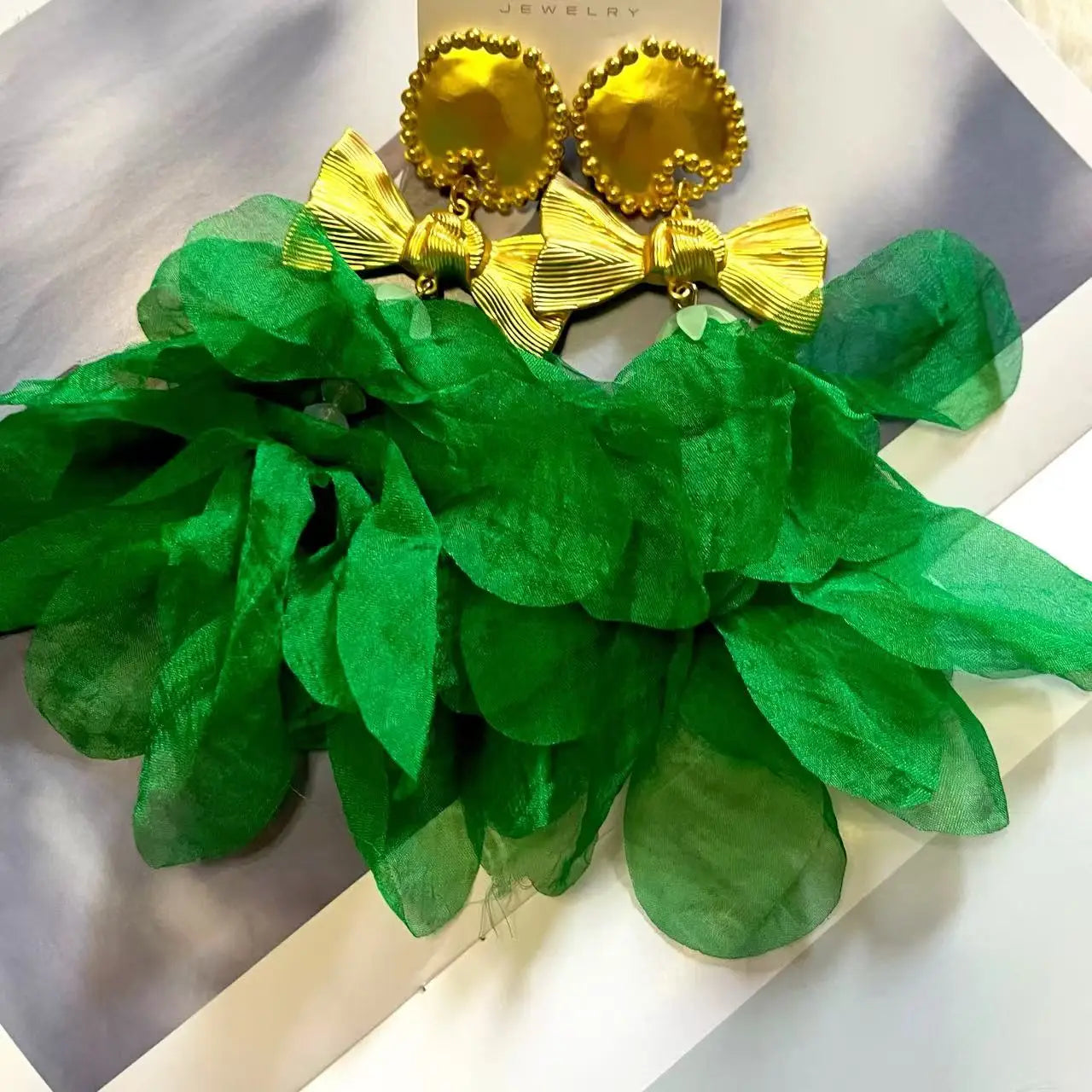 ZAA Personalized Trendy Resin Flower Water Drop Long Earrings